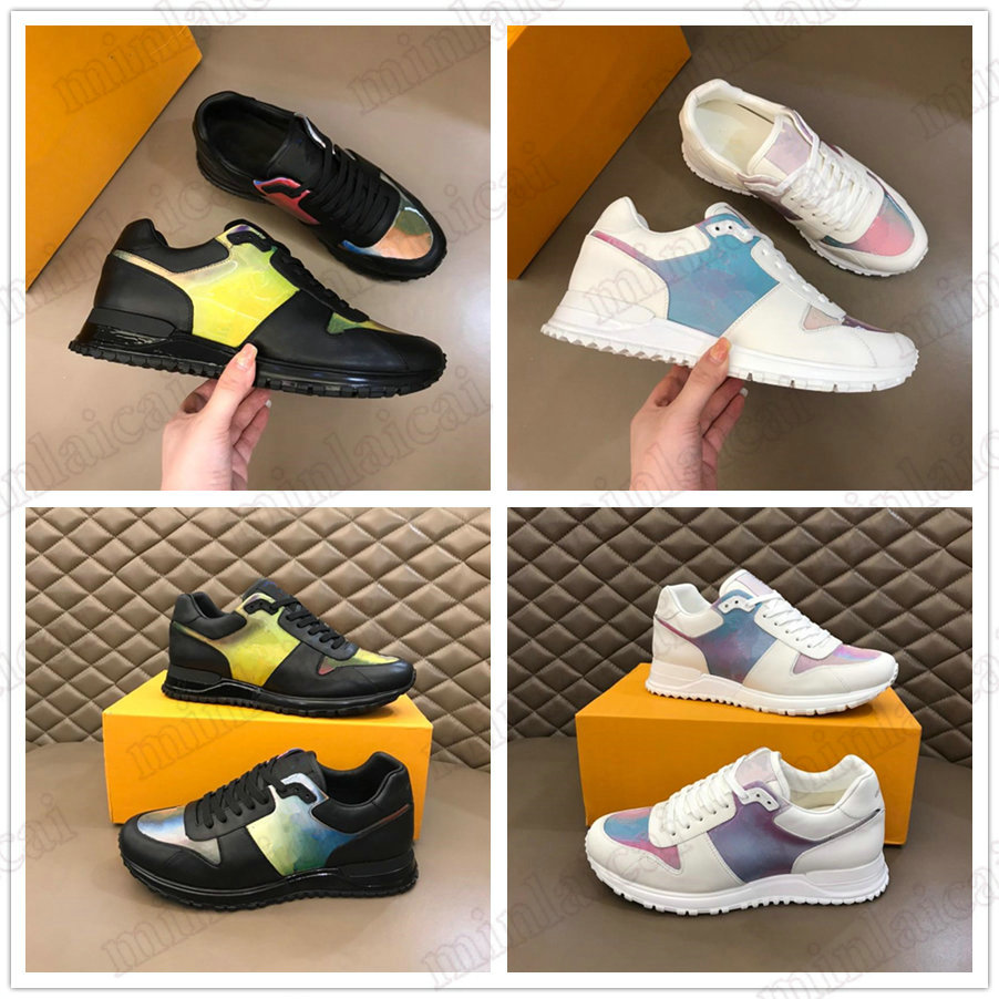 

Run Away Rainbow Sneakers Monograms PVC leather Shoes Italy Brand Luxurys Mens Designer Trainer Runner White Iridescent Black Womens Casual Shoe