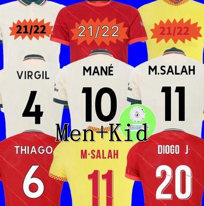 

21 22 LVP Soccer jersey M.SALAH ALEXANDER ARNOLD Mane Firmino VIRGIL DIOGO J Thiago A.BECKER football shirt PHILLIPS KONATE men kits 2021 2022 kids kit sets uniforms, 3rd