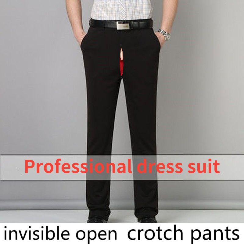 

Men's Pants Fall Open-Crotch Suit Straight Casual Double-Headed Invisible Zipper Crotch Full-Open Type, Collar 1
