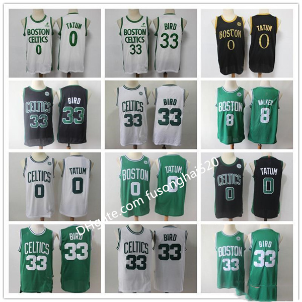 

In stock 2021 Mens Boston Celtics Throwback Jersey Larry 33 Bird Kemba 8 Walker Jayson 0 Tatum Basketball Shorts Basketball Jers, Black;red