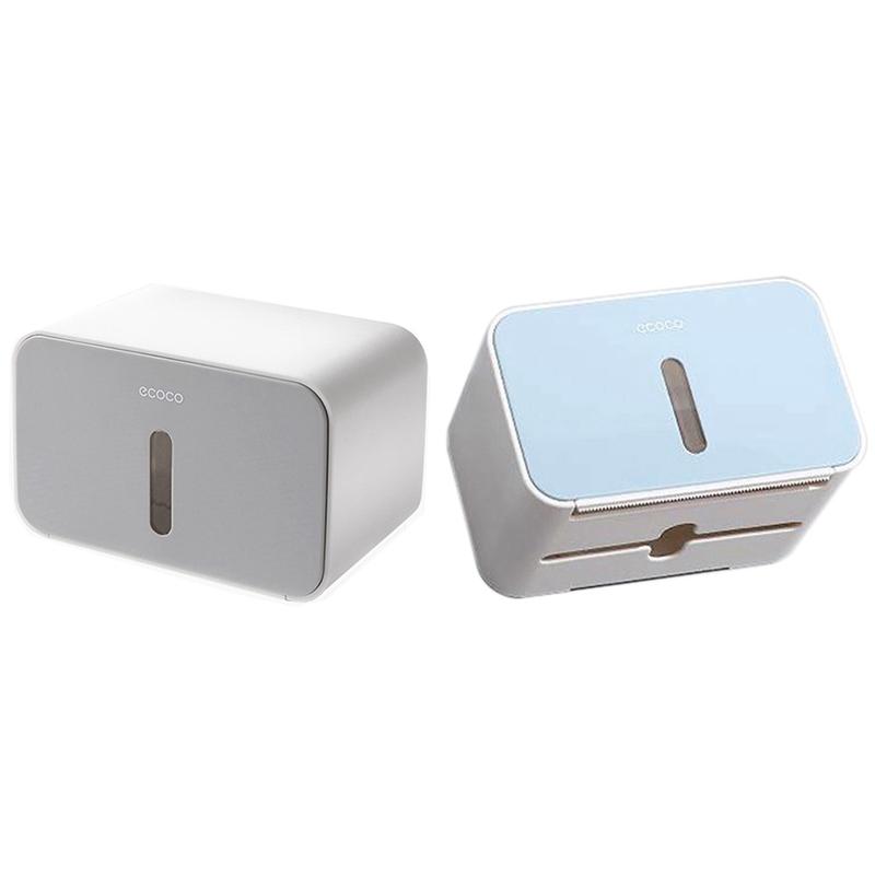 

Tissue Boxes & Napkins Ecoco 2 Pcs Paper Holder For Toilet Waterproof Wall Mounted Tray Roll Tube Storage Box,Gray Blue