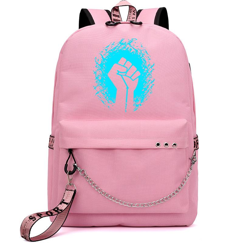 

Backpack Cartoons Canvas USB Women Student Letters Print School Bag Teenager Girls Ribbons