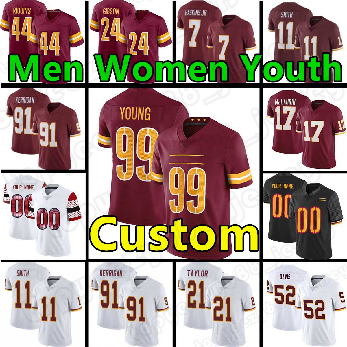 

99 Chase Young Custom 17 Terry McLaurin Men John Riggins Football Jersey Sean Taylor Commanders Matt Ioannidis Curtis Samuel Taylor Heinicke Washingtons Fuller, Yellow