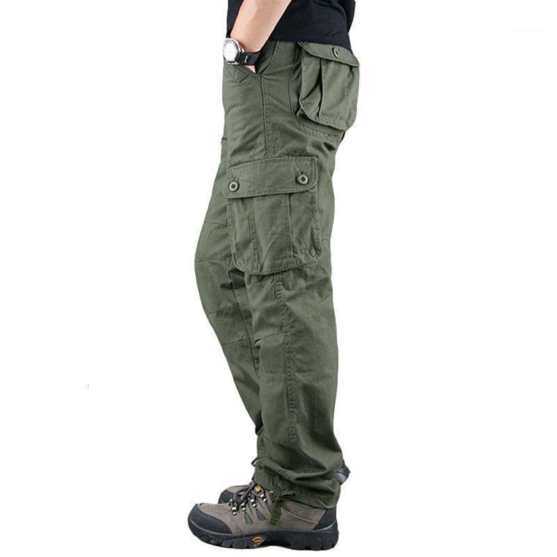 

Men's Pants Cargo Mens Casual Multi Pockets Military Tactical Men Outwear Straight Slacks Long Trousers Large Size 42 44, Yellow