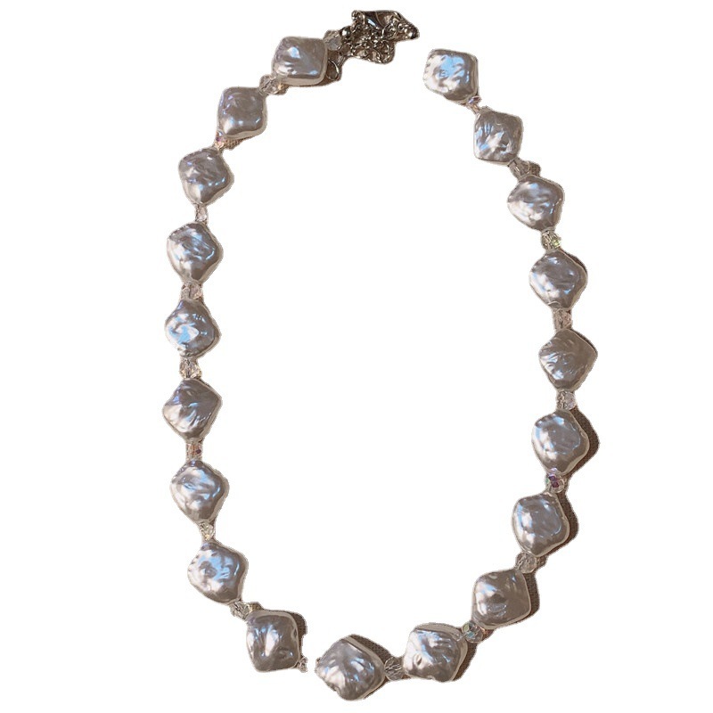 

Korean version of simple niche design ins wind crystal bracelet female creative diamond handmade beaded pearl necklace neck chain