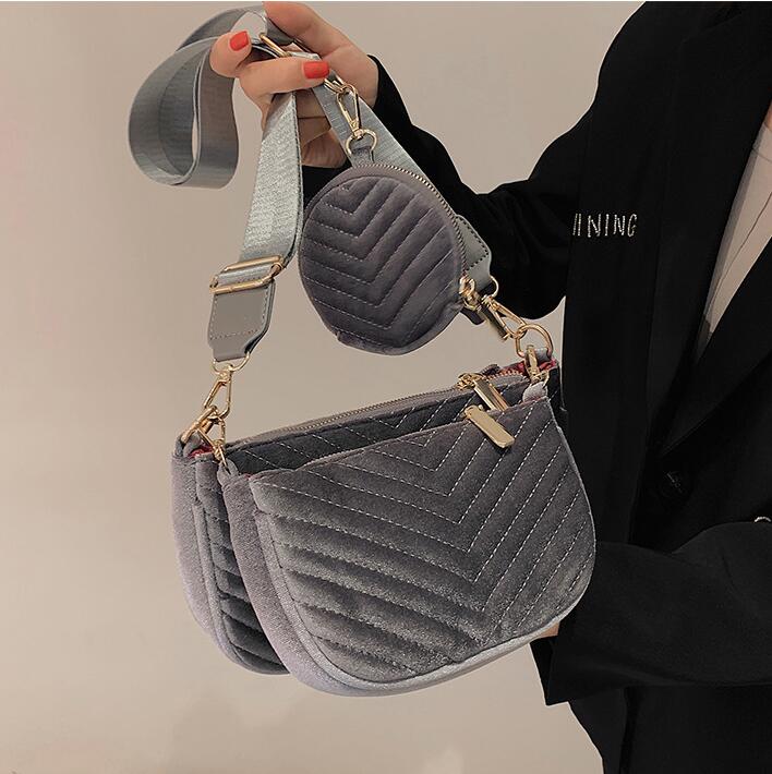 

Wholesale women shoulder bag winter solid color fashion flannel handbag street trend striped womens handbags simple multifunctional leather messenger bags