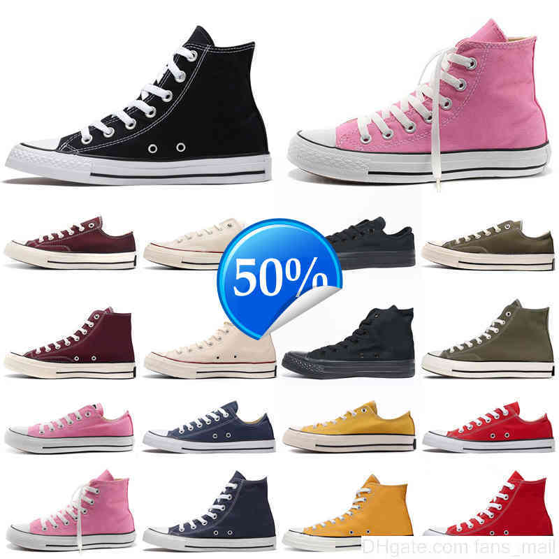

2022 Canvas 1970s Running Shoes Triple Black White Red High Low Top Men Women Sport Sneakers 36 -44 Walking Jogging
