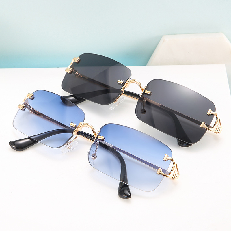 

Designer Women's Sunglasses UV400 Antireflection Eyeglasses Frameless Resin Lenses Double Beam Trimming Glasses Eyewear High Definition Sunglasses With Box
