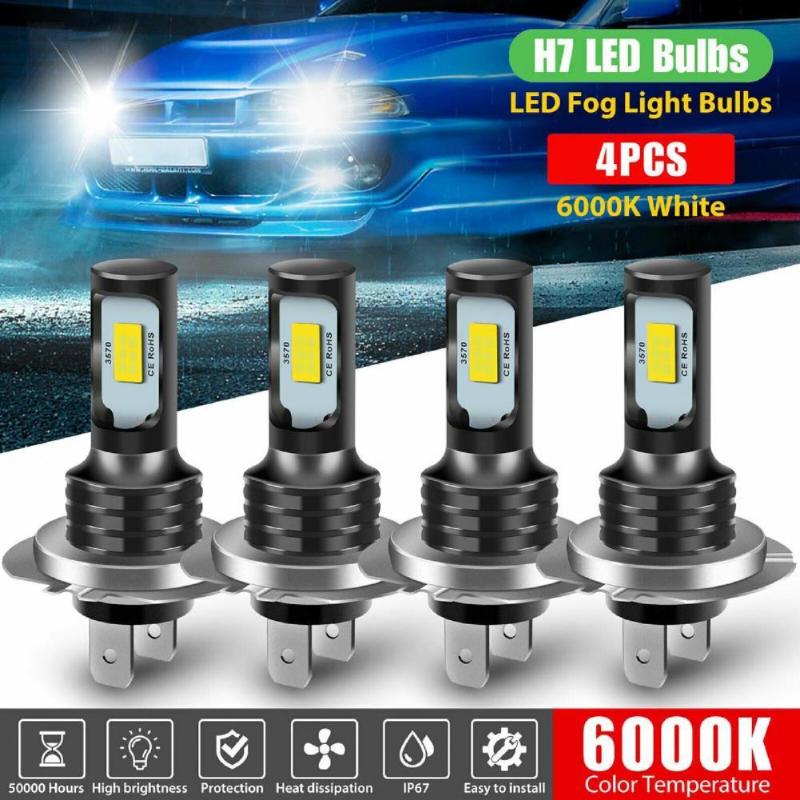 

Car Headlights 4Pcs Headlight Bulb High/Low Beam Wide Compatibility Longevity H7 Combo Fog Light For