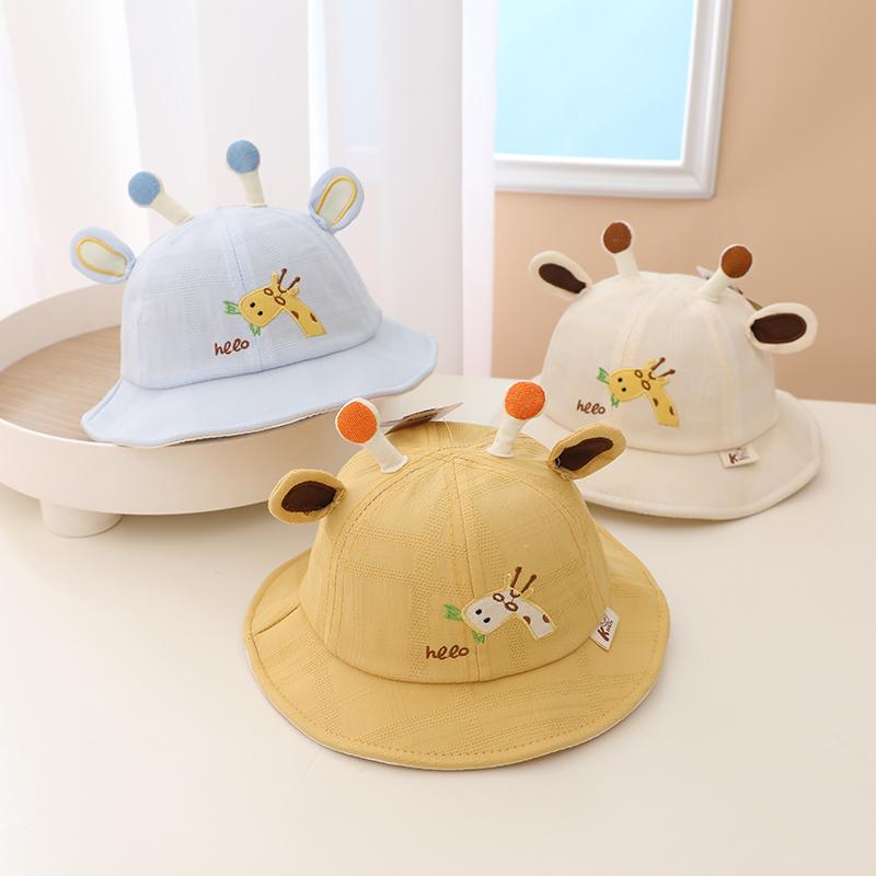 

Caps & Hats Spring Summer Baby Hat Outdoor Windproof Kids Infant Fisherman Bucket Cap Cartoon Giraffe Girl Boy Sun Accessories, Yellow