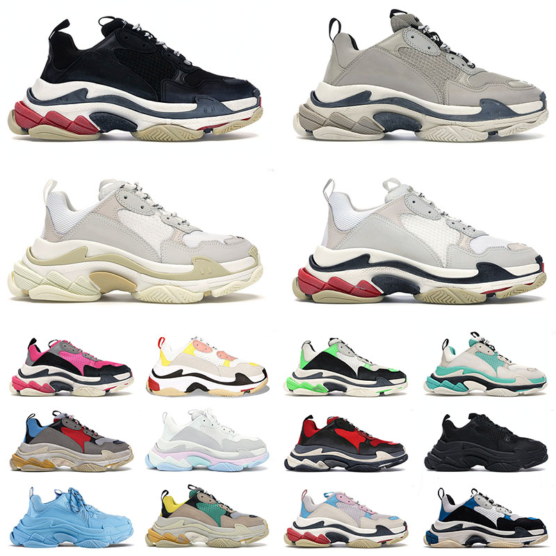 Triple S Paris 17FW Luxury Designer Shoes Classic OG Mens Womens All Black White Grey Pink Red Blue Sail Beige Fashion Platform Sneakers Trainers Casual Outdoor