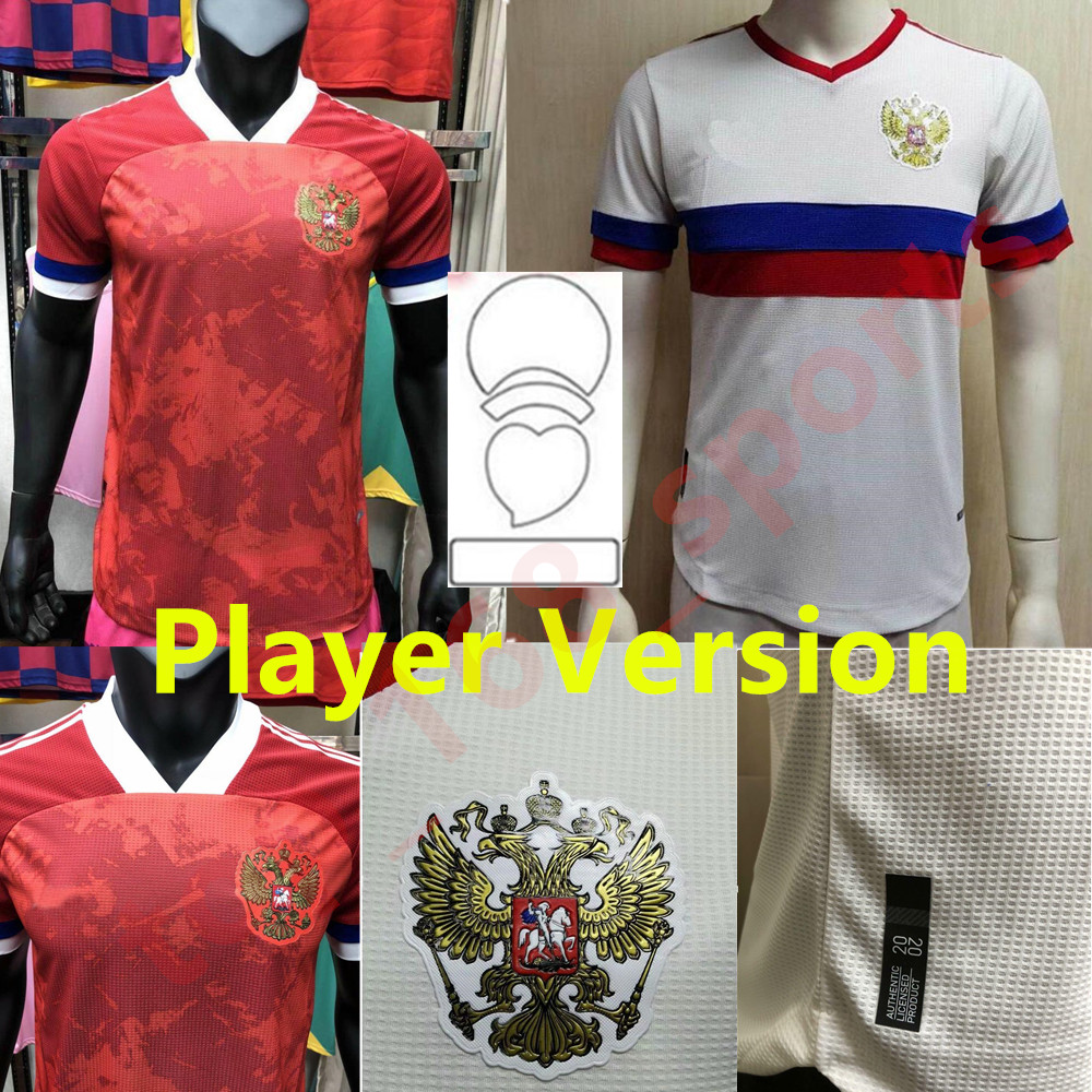 

Player Version Russia Soccer Jerseys 22 DZYUBA 17 GOLOVIN 10 AKHMETOV Custom 2021 Russian Home away Red Football Shirts