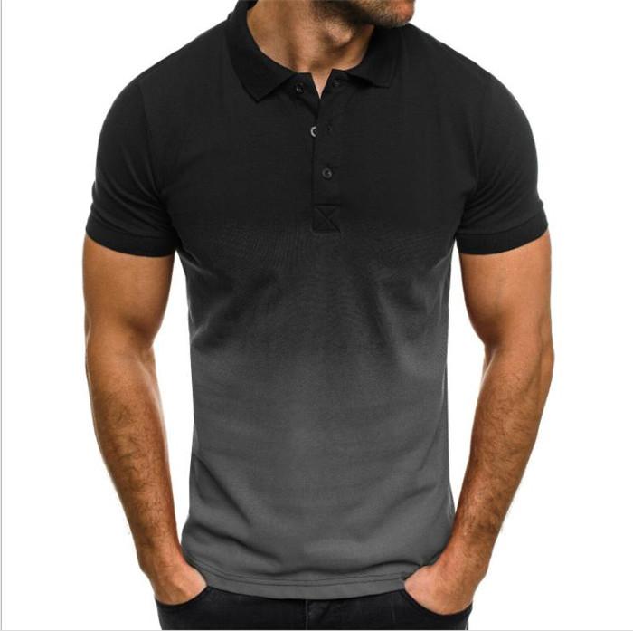 

Mens 3D Gradient Summer Polos Man Fashion Lapel Neck Short Sleeve Tees Men Loose Casual Tops, White