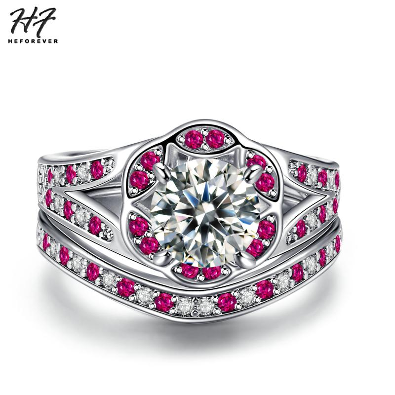 

Band Rings Cute Flower Shaped Set For Women Pink +CZ 2 Ways Fashion Jewelry Party Daily YG014, Silver