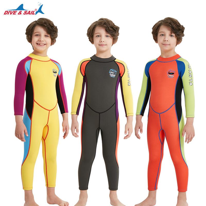

Swimming Tights Children's 2.5MM Swimsuit Boys One-Piece Long-Sleeved Thickening Warm Sunscreen Surfing Snorkeling Suit Suits