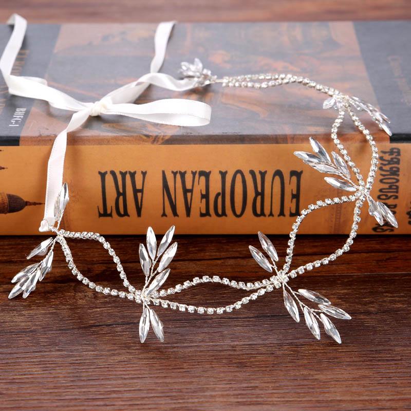 

Hair Clips & Barrettes Bridal Handmade Luxury Rhinestone Wedding Party Hairband Floral Leaf With Lace BN, Golden;silver