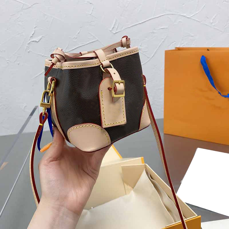 

Women Mini Bucket Bag Shoulder Crossbody Bags Lovely Wallet Drawstring Removable Strap Yellow Pattern L Letter Purse
