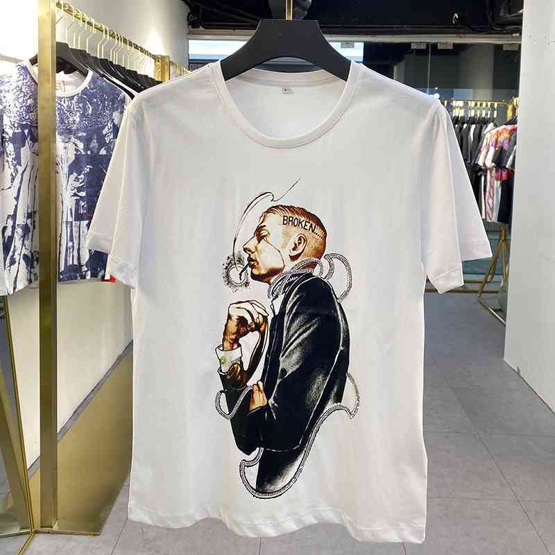 

Men' T-Shirts Spring summer Europe punk portrait print tshirts Men Women Street fashion cotton T shirt unique tee z6l0# F9C8, 1# shoe box
