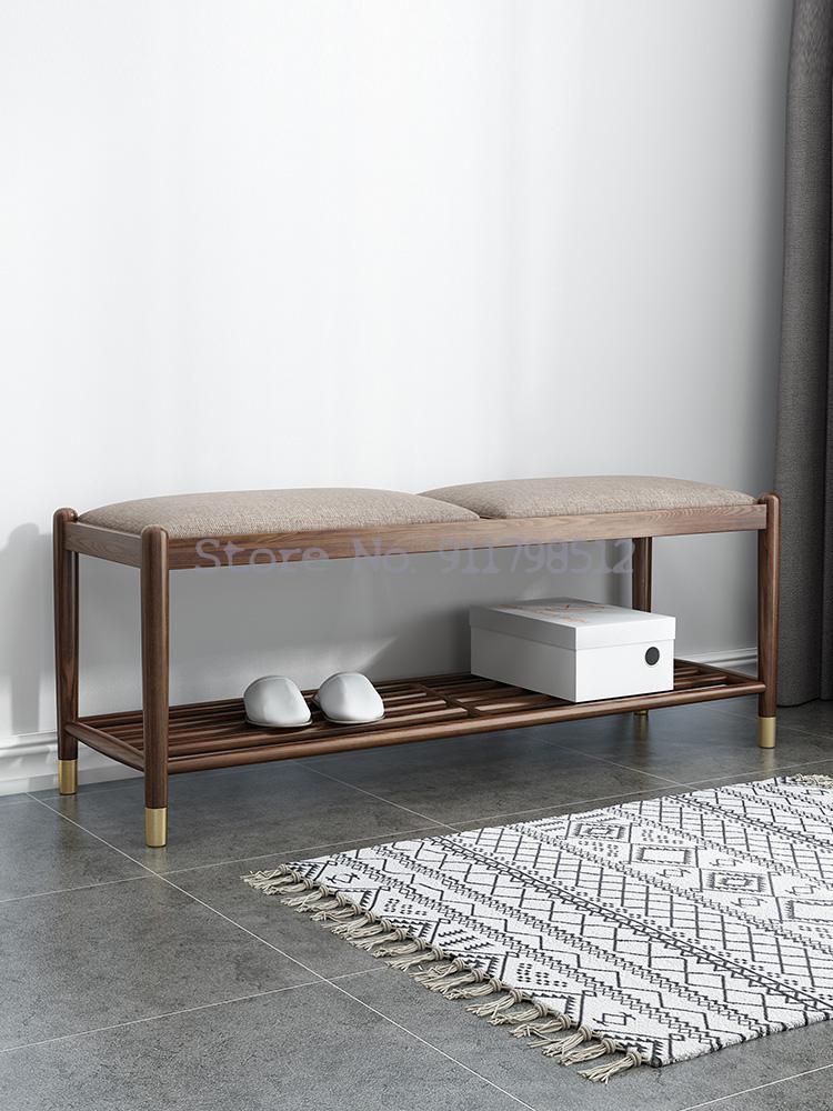 

Clothing & Wardrobe Storage All Solid Wood Shoe Changing Stool, Light Luxury Rack, Entrance Porch Modern Minimalist Japanese Walnut Color No