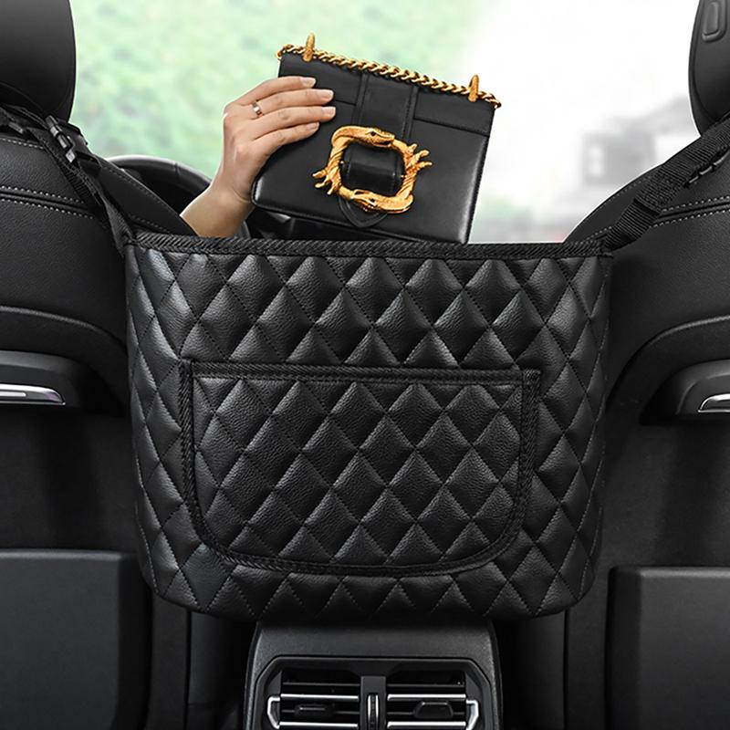 

Car Organizer Interior Handbag Storage Bag PU Leather Seat Net Pocket Hanging Auto Center Console Tidying Stowing Back