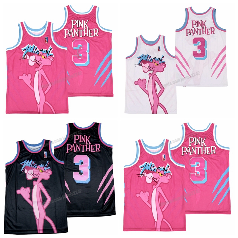 

Pink Panther #3 Miami Basketball Jersey Men' Size -XXXL White Black Top Quality Jerseys