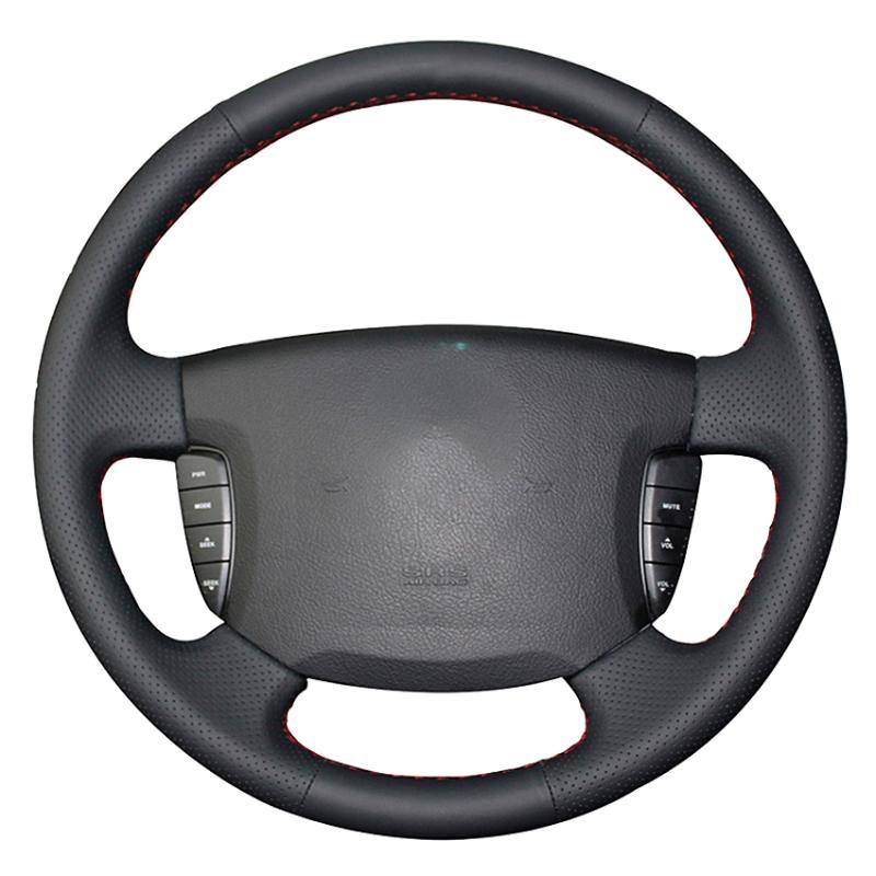

Steering Wheel Covers Black Artificial Leather Hand-stitched Car Cover For Ssangyong Actyon Kyron Accessories