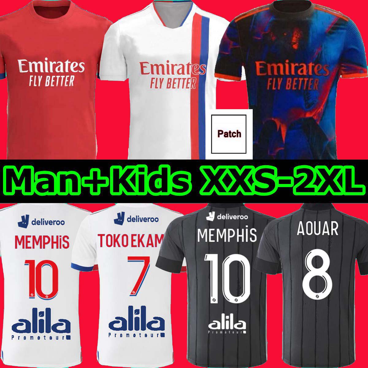 

2021 2022 Lyon 4TH fourth Soccer JERSEY Maillot de foot DEMBELE Lyonnais 10# MEMPHIS BRUNO G. 39 TOKO EKAMBI 7 HOME AWAY THIRD Football Shirts MAN KIDS, 20-21 home kids