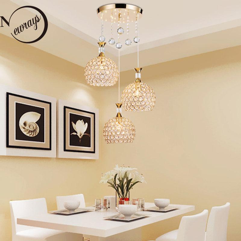 

Modern Simplicity Style Crystal Pendant Lamp 220V E27 LED Indoor Decorations Restaurant Lights For 3 Heads Hanging Light Lamps