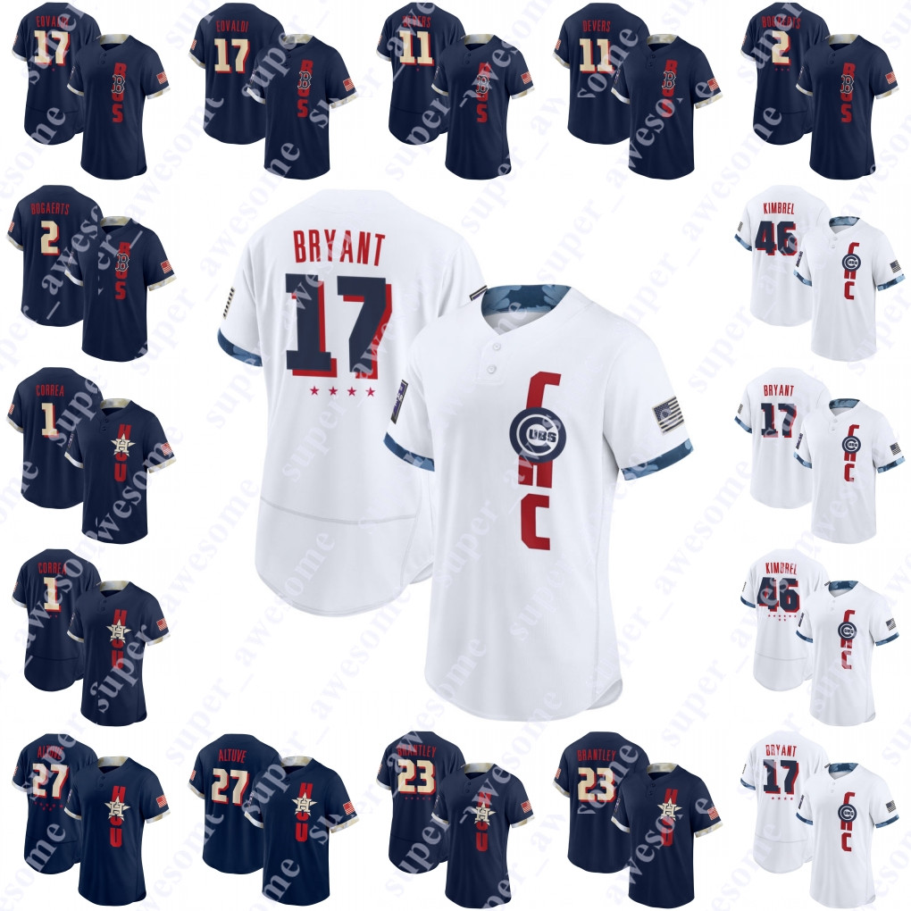 

2021 All-Star Game Jersey Nathan Eovaldi Rafael Devers Xander Bogaerts 46 Kimbrel Kris 17 Bryant Carlos Correa Jose Altuve Michael Brantley, White 2020 winter