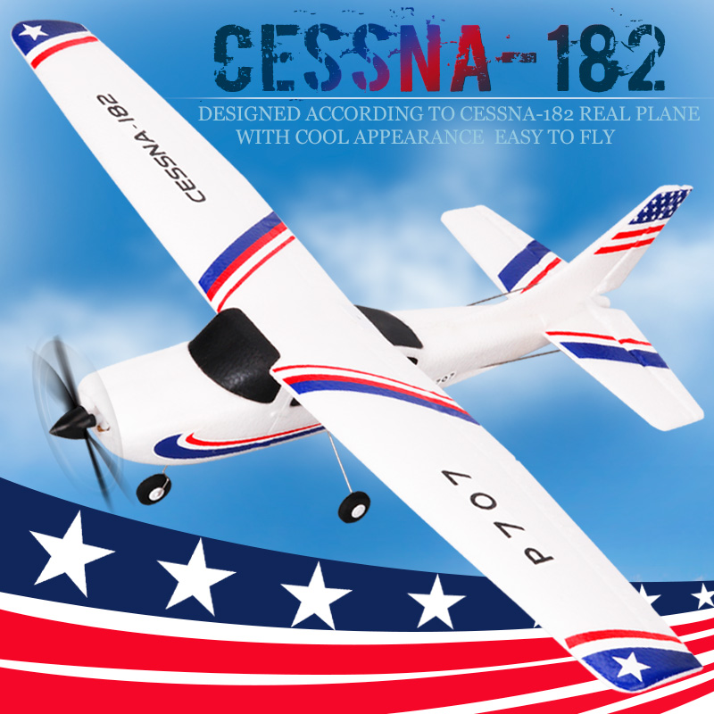 

Hot Newest RC Airplane P707G 2.4G 3D/6G with Gyroscope 3Ch RC Airplane Fixed Wing Plane Outdoor toys Drone RTF cessna 182 plane, 1 battery version