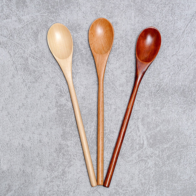 

japanese-style long handle wooden coffee stirring rod tea dessert mixing soup spoon tableware kitchen supplies