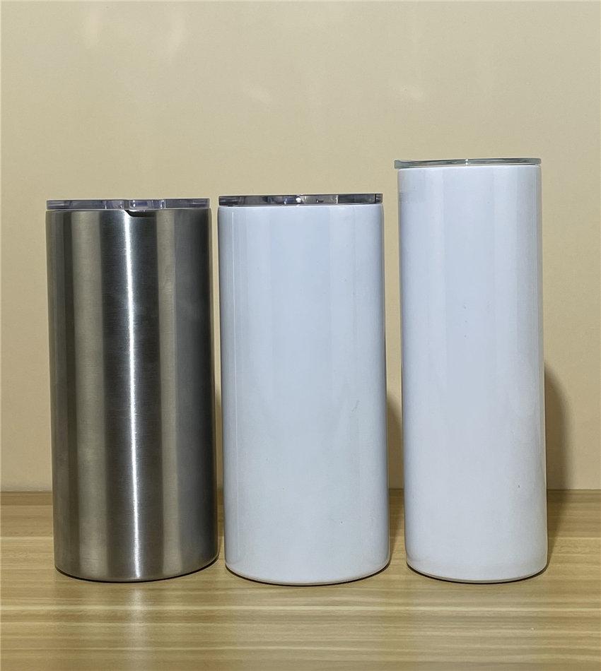 

22oz Sublimation White Straight Tumbler Stainless Steel Fatty Tumblers Vacuum Coffee Mug with Slid Lid, As picture
