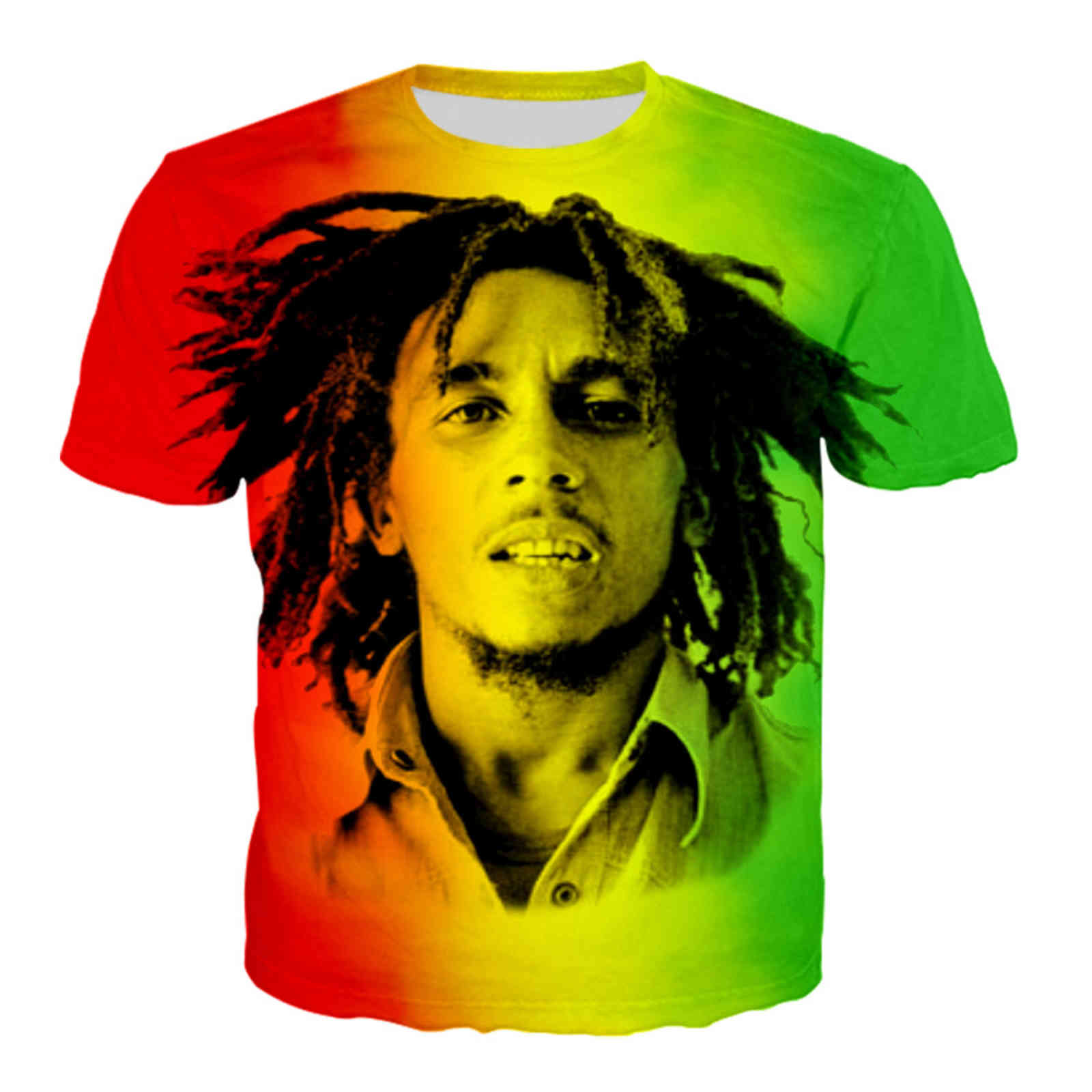 

T Shirt Ajax Apparel 3D digital print short sleeve men's T-shirt Bob Marley top, Style 6
