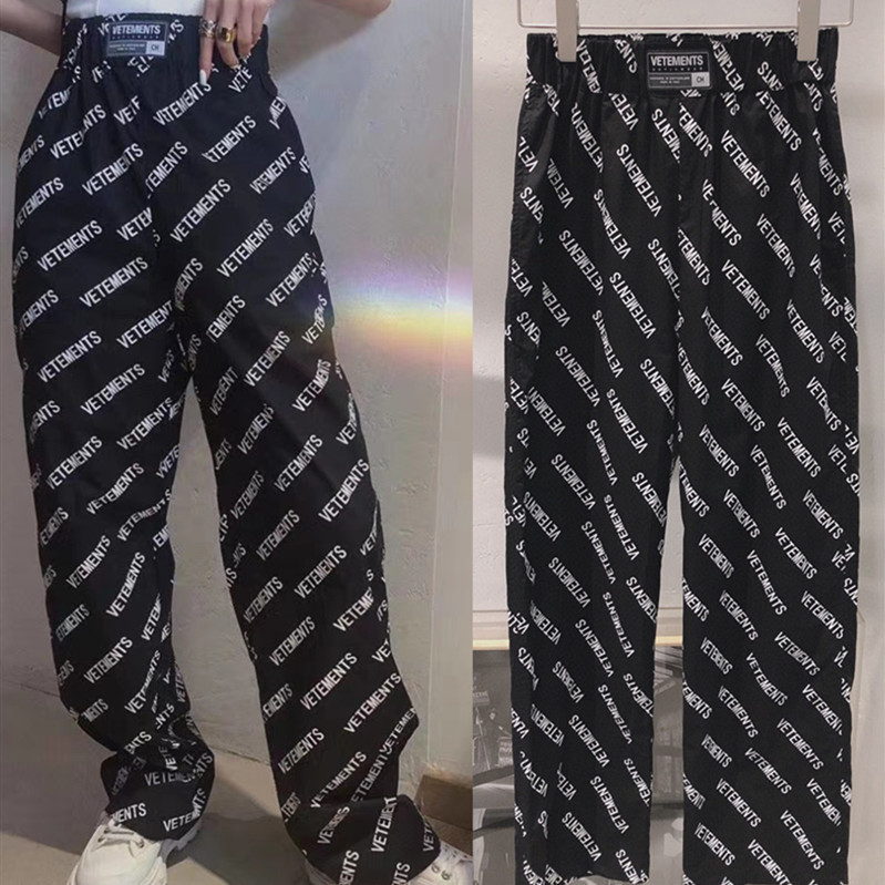 

Full Vetements Pants Men Women High Quality Streetwear Vetements Straight Pants Fabric VTM Trousers 822, Black