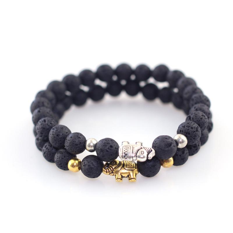 

Beaded, Strands 2021 Fashion Single-circle Selling Volcanic Stone Alloy Elephant Valentine's Day Present Natural Elastic Bracelets