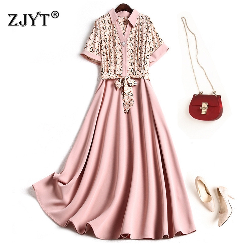 

Fashion Summer Clothes Short Sleeve Geometric Print Patchwork Midi Dresses for Women Casual Aline Holiday Vestidos 210601, Green