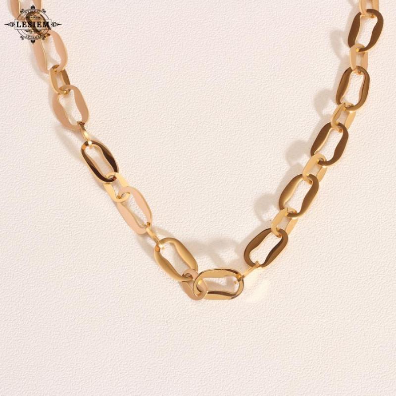 

Chains LESIEM Resin Charms Gold Vermeil Female Friend Chain Men Irregular Size Of Personality Vintage Necklace Costume Jewellery, Silver