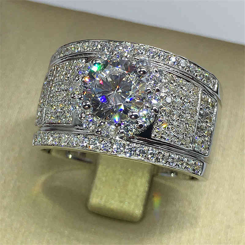 

2020 Luxury Male Sona Diamond Ring 925 sterling silver Jewelry Engagement Wedding band Rings for men moissanite Party accessory