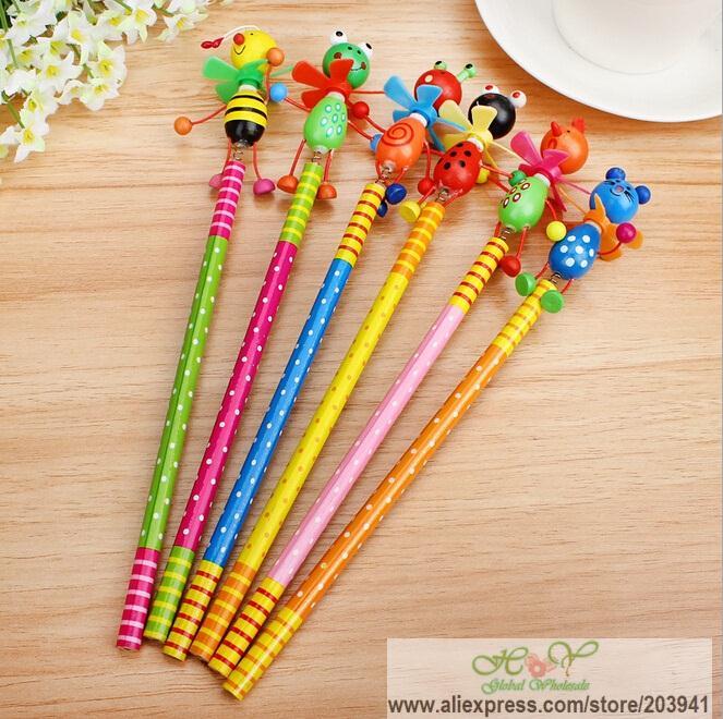 

4pcs/lot Four Lovely Animal Design Cartoon Stationery Wood Pencils Office School Children Merry Christmas Gifts