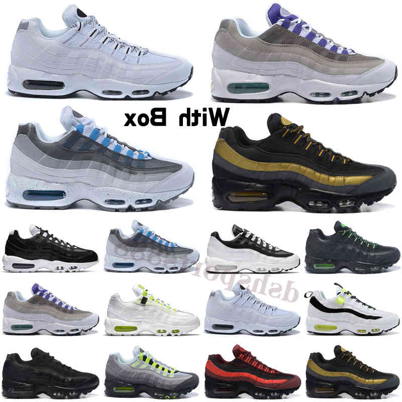 

High Quality OG Mens Run Shoes 95s Gold Bred Gym Red Laser Fuchsia Gradient White Blue Classic Black Men Sports TN Sneakers, Without box
