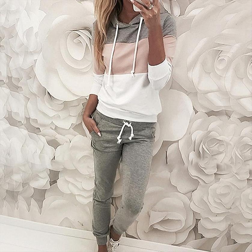 

set casual tracksuit sportswear womens pants sets soft lace up hoodies sweatshirt 2 piece autumn hooded amp pant, White