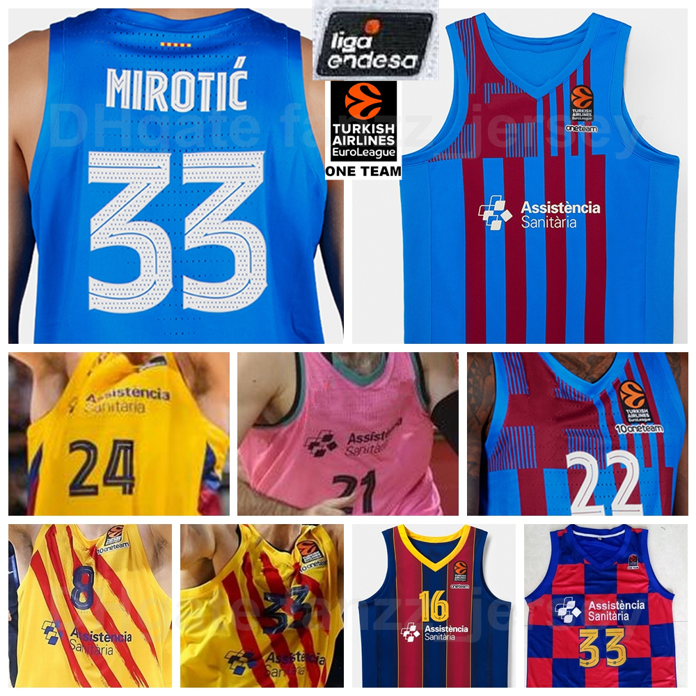 

Man Basketball Barca Lassa 0 Brandon Davies Jersey 20 Nicolas Laprovittola 24 Kyle Kuric 33 Nikola Mirotic 22 Cory Higgins Baloncesto Shirt Endesa Euroleague Team, 2021 yellow