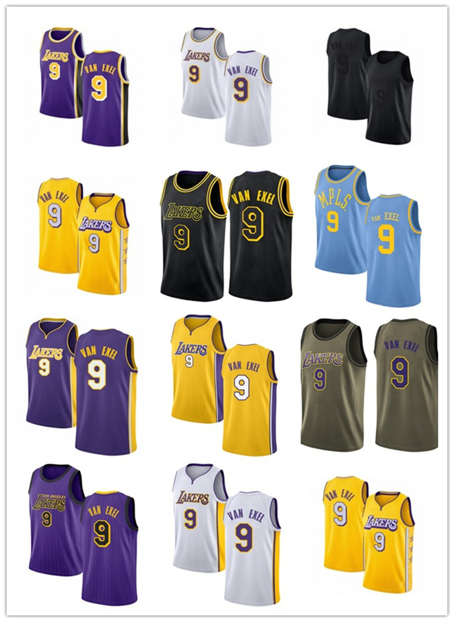 

2021 Nick Van custom men women youth 9 Exel LosAngeleLaker basketball jerseys red Blue jersey leave number name, Black;red
