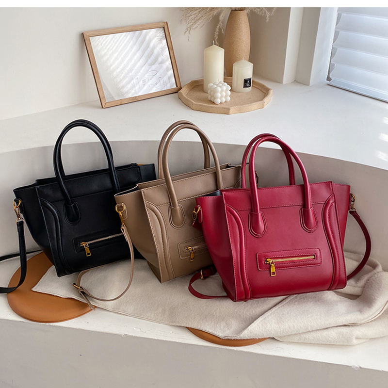 

Women Large Capacity Handbag Shoulder Bags New Fashion Casual PU Litchi Platinum Pattern Bag Diagonal Zipper Shoulder Bag, Black