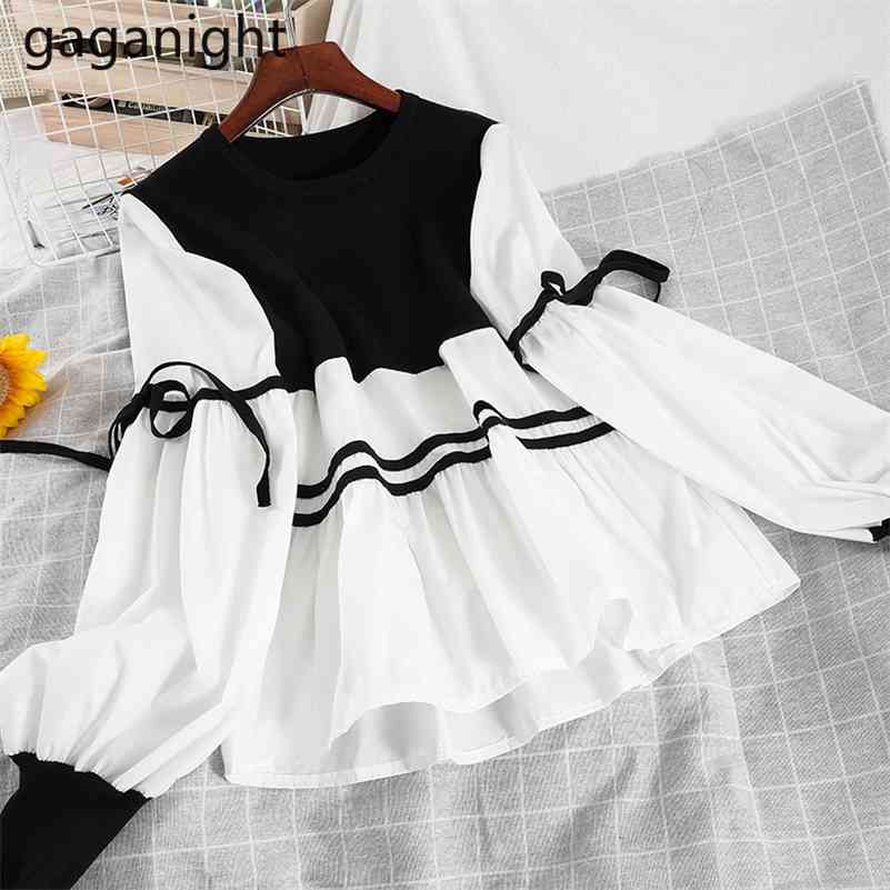 

Gaganight Blouse and Tops Women All-match Casual Loose Blouses Ladies O Neck Long Sleeve White Shirt Female Streetwear 210519, Gray