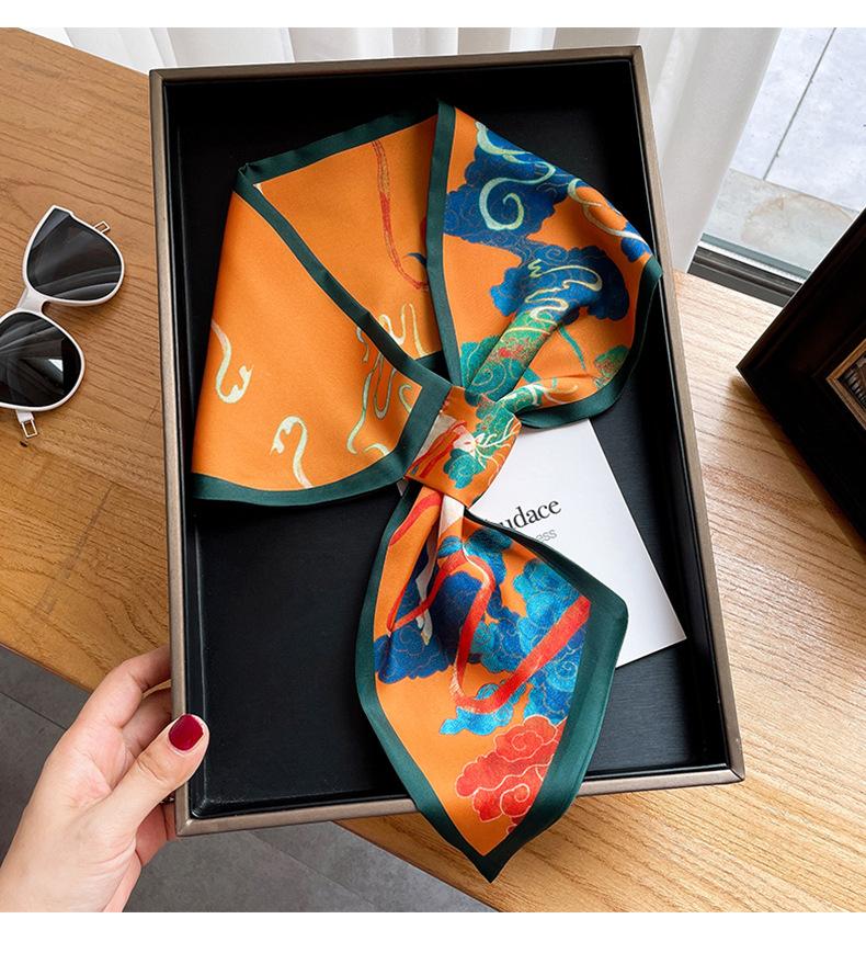 

Scarves Long Silk Scarf Bag Tie Lady Neck Skinny Hairband Foulard Print Brand Neckerchief Ribbon SJ476, Blue;gray
