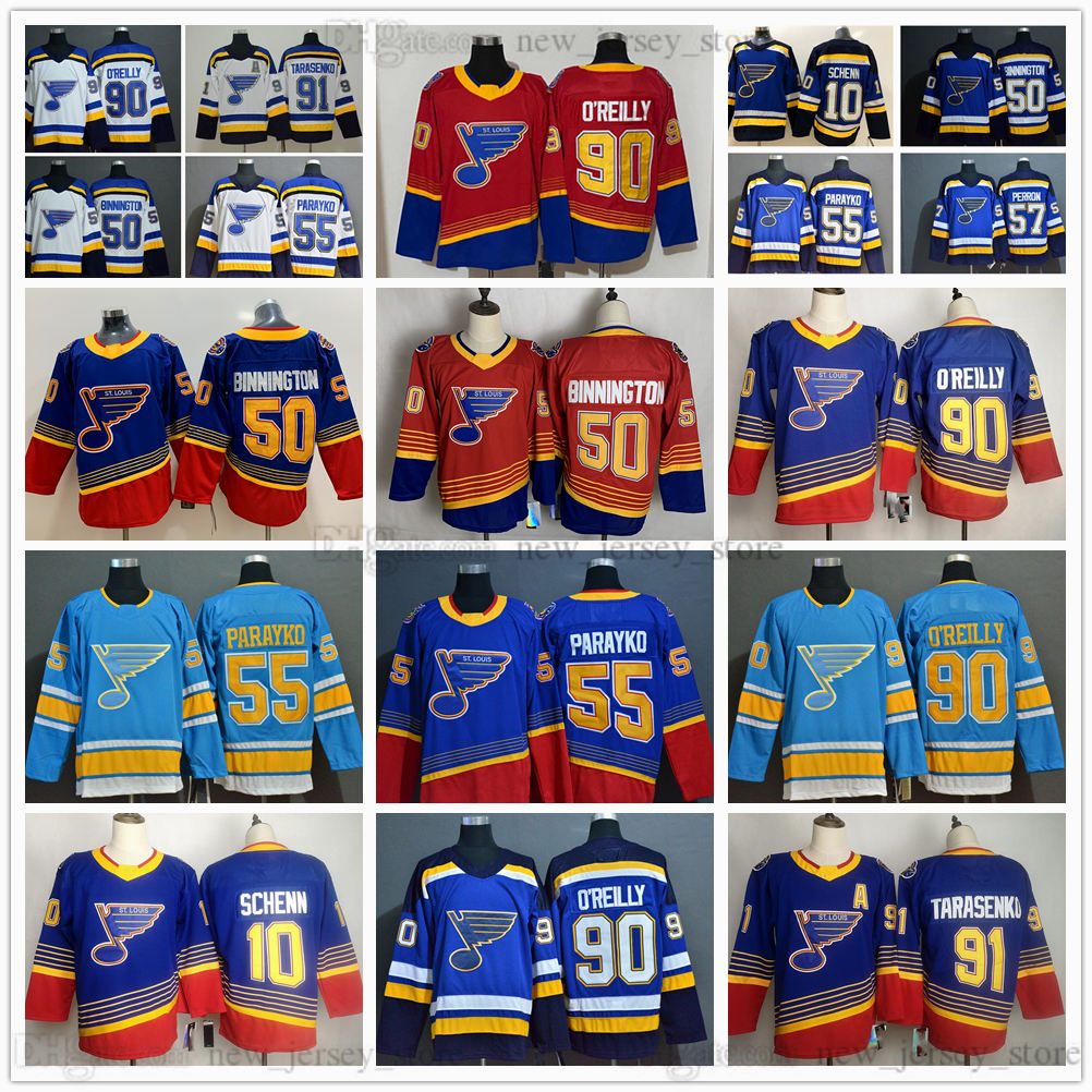 

Reverse Retro St. Louis Blues 90 Ryan O'Reilly Jerseys Hockey 50 Binnington 10 Brayden Schenn 55 Colton Parayko Jersey Winter Classic Blue Vintage White, Same as picture
