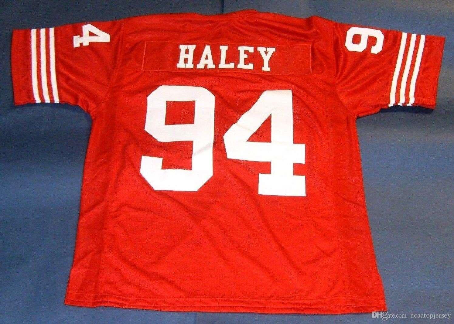 

Cheap retro #94 CHARLES HALEY CUSTOM JERSEY red Mens Stitching High-end Size S-5XL Football jerseys College NCAA, Black