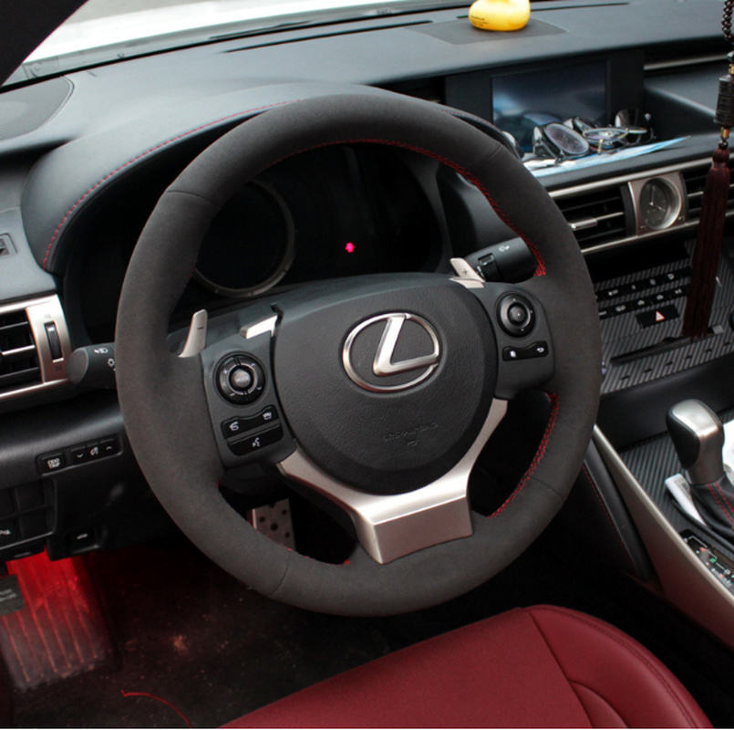 

DIY Custom hand-sewn leather suede car steering wheel cover For Lexus ES240 350 IS250 RX LX570 car accessories