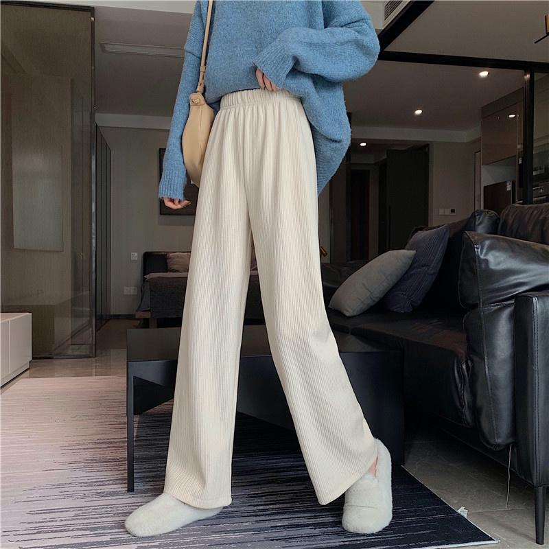 

Women's Pants & Capris Corduroy Children Are Thin And Versatile Casual Spring Autumn Winter 2021 High Waist Hanging Loose Wide Leg, Black;white